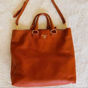 Prada Vitello Daino Tote Bag (Papaya Large)